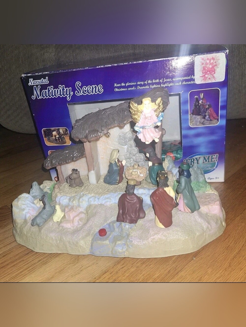 Nativity Scene Lights-Up Musical Christmas Narrated Story Jesus Gemmy Works Box